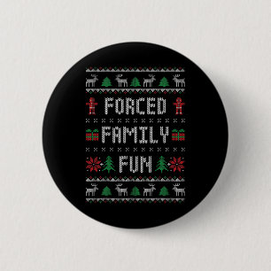 Lustiger hässlicher Weihnachtspullover Erzwungener Button