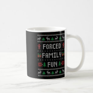 Lustiger hässlicher Weihnachtspullover Erzwungener Kaffeetasse