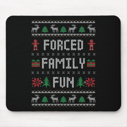 Lustiger hässlicher Weihnachtspullover Erzwungener Mousepad (Vorne)