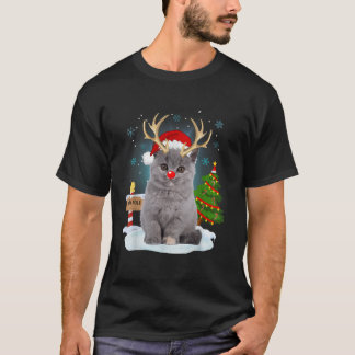 Lustiger hässlicher Weihnachtspullover Katze Renti T-Shirt