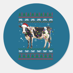 Lustiger hässlicher Weihnachtspullover Milchkuh Ba Runder Aufkleber
