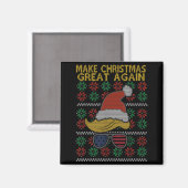 Lustiger hässlicher Weihnachtspullover Trump Haar Magnet (Vorderseite/Rückseite)