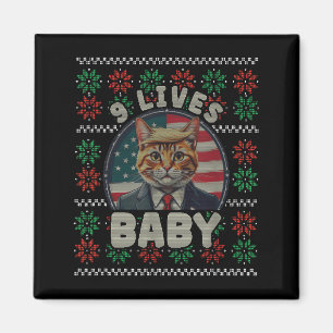 Lustiger hässlicher Weihnachtspullover Trump Katze Magnet