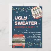 Lustiger hässlicher Weihnachtspullover-Weihnachtsf Einladung (Vorderseite)