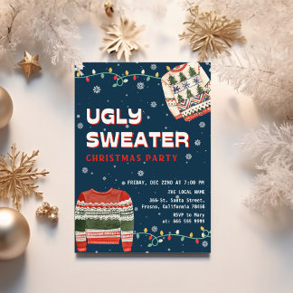 Lustiger hässlicher Weihnachtspullover-Weihnachtsf Einladung