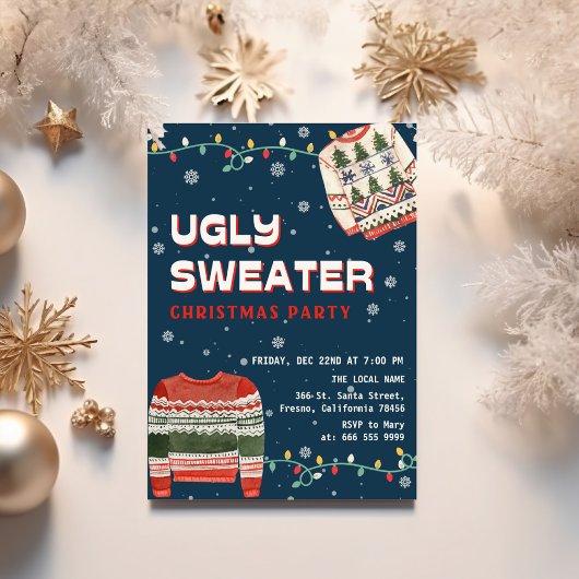 Lustiger hässlicher Weihnachtspullover-Weihnachtsf Einladung