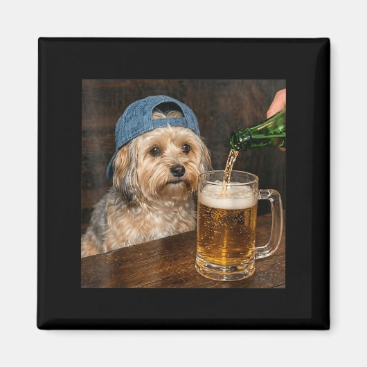 Lustiger Havanese-Hund trinkt Bier Meme Magnet (Vorne)
