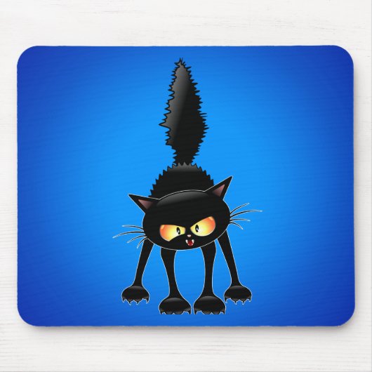 Lustiger heftiger schwarze Katzen-Cartoon Mousepad (Vorne)