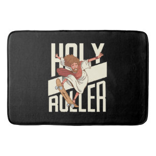 Lustiger Heiliger Roller Skateboarding Jesus Badematte