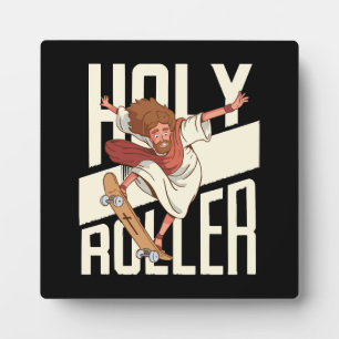 Lustiger Heiliger Roller Skateboarding Jesus Fotoplatte