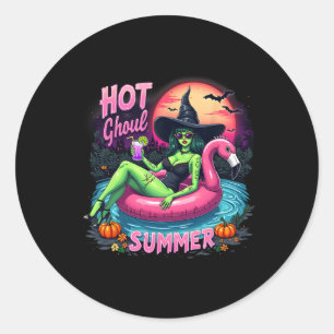 Lustiger heißer Ghoul-Sommer-Summerween-Vibes-Skel Runder Aufkleber
