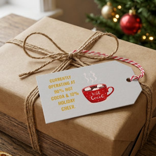 Lustiger heißer Kakao und festliche Weihnachtsstim Geschenkanhänger