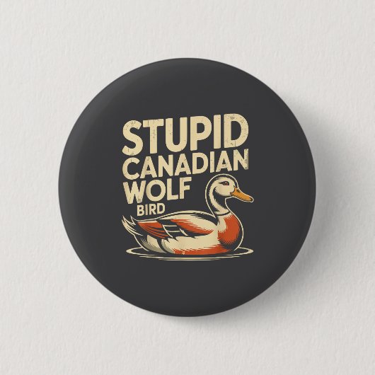 Lustiger Hengst Kanadischer Wolf Vogel Loon Hockey Button (Vorderseite)