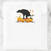 Lustiger Herbst Hund Ovaler Aufkleber (Tasche)