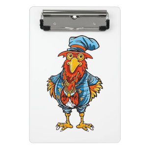 Lustiger herrischer Cartoon-Hahn Mini Klemmbrett