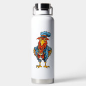 Lustiger herrischer Cartoon-Hahn Trinkflasche (Rückseite)