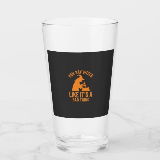 Lustiger Hexenkessel Halloween Glas (Vorderseite)