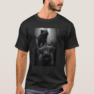 Lustiger Highland-Kuh-Dinosaurier-Trex-Selfie-Tier T-Shirt