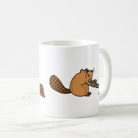 Lustiger Hightech- Biber mit Kettensäge Kaffeetasse (VorderseiteRechts)