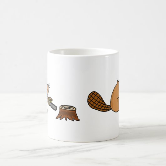 Lustiger Hightech- Biber mit Kettensäge Kaffeetasse (Mittel)