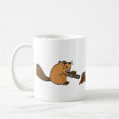 Lustiger Hightech- Biber mit Kettensäge Kaffeetasse (Links)