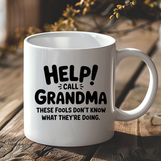 Lustiger Hilfe-an-oma-anrufen-Geschenk Großmutter Kaffeetasse