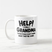 Lustiger Hilfe-an-oma-anrufen-Geschenk Großmutter Kaffeetasse (Links)