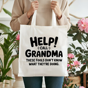 Lustiger Hilfe-Anruf-Oma-Geschenk-Oma-Lebensmittel Tragetasche