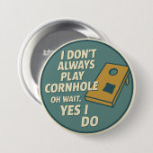 Lustiger Hinterhof-Spiel-Enthusiast Cornhole-Spiel Button (Vorne & Hinten)