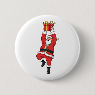 Lustiger Hip-Hop-Weihnachtsmann mit goldener Kette Button