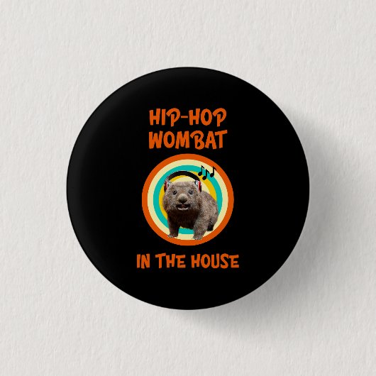 Lustiger Hip-Hop-Wombat im Haus Button (Vorderseite)