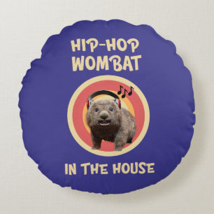 Lustiger Hip-Hop-Wombat im Haus Rundes Kissen
