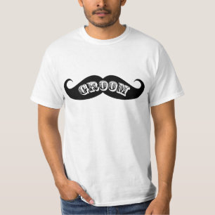 Lustiger Hipster-Bräutigam-Schnurrbart T-Shirt