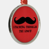 Lustiger Hipster-Schnurrbart-Feiertag Xmas-Schnurr Silbernes Ornament (Rechts)