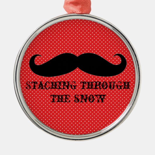 Lustiger Hipster-Schnurrbart-Feiertag Xmas-Schnurr Silbernes Ornament (Vorne)