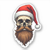 Lustiger Hipster-Weihnachtsmann-Totenkopf-Gesicht Aufkleber (Vorderseite)