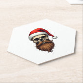 Lustiger Hipster-Weihnachtsmann-Totenkopf mit Hut Untersetzer (angewinkelt)