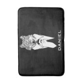 Lustiger Hipster-Wolf mit dem schwarzen Tuxedo Badematte (Vorderseite Vertikal)