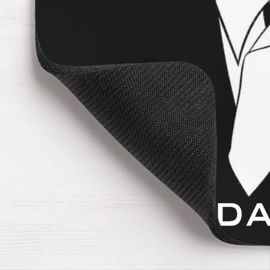 Lustiger Hipster-Wolf mit dem schwarzen Tuxedo Mousepad (Ecke)