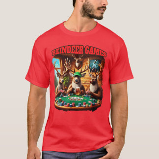 Lustiger Hirsch spielt Poker Weihnachten passendes T-Shirt