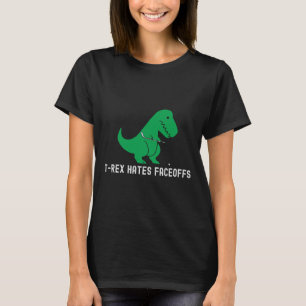 Lustiger Hockey-Dinosaurier T-Rex hasst Faceoffs L T-Shirt