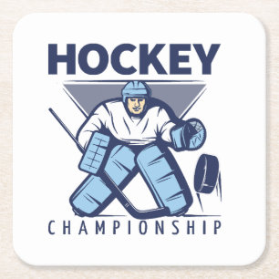Lustiger Hockey Rechteckiger Pappuntersetzer