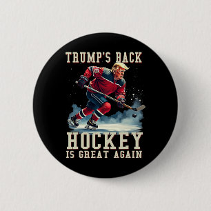 Lustiger Hockey-Trump-Spieler Cool Vintage-Eishock Button
