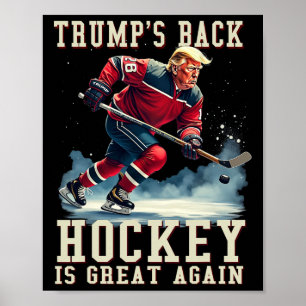 Lustiger Hockey-Trump-Spieler Cool Vintage-Eishock Poster