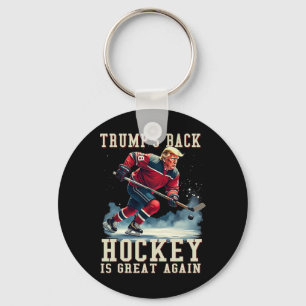 Lustiger Hockey-Trump-Spieler Cool Vintage-Eishock Schlüsselanhänger