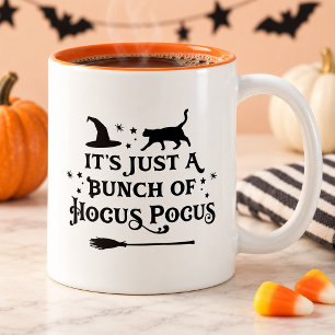 Lustiger Hokuspokus schwarze Katze Hexe Halloween Zweifarbige Tasse