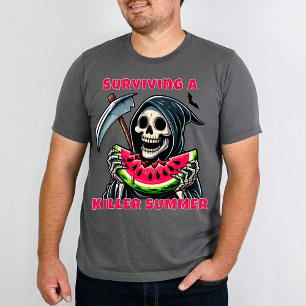 Lustiger Horror-Sensenmann Wassermelone Sommerween T-Shirt