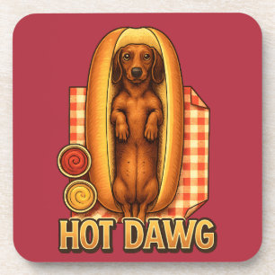 Lustiger Hot Dawg-Dachshund-Hot-Dog-Parodie Süßer Getränkeuntersetzer