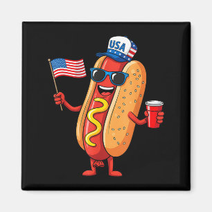 Lustiger Hot Dog 4. Juli USA-Flagge patriotischer Magnet