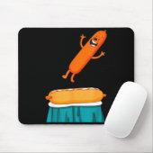 Lustiger Hot Dog springt in Brötchen Wurst BBQ hoc Mousepad (Mit Mouse)